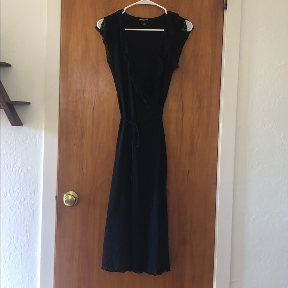Guess black lace faux wrap dress